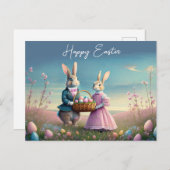 Elegante Vintage Ostersonnige Junge und Mädchen Postkarte (Vorne/Hinten)