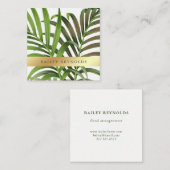 Elegante Vintage Palmblätter mit Imitat-Gold Quadratische Visitenkarte (Vorne/Hinten)