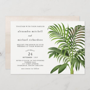 Elegante Vintage Palmblätter Wedding Einladung