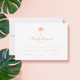 Elegante Vintage Palmen Tree Tropical Wedding RSVP Karte