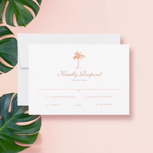 Elegante Vintage Palmen Tree Tropical Wedding RSVP Karte