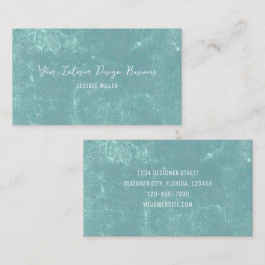 Elegante Vintage Pastel Aquamarin Grüne Textur Visitenkarte (Vorne/Hinten)