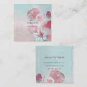 Elegante Vintage Pastel Rosa Blumen Quadratische Visitenkarte (Vorne/Hinten)