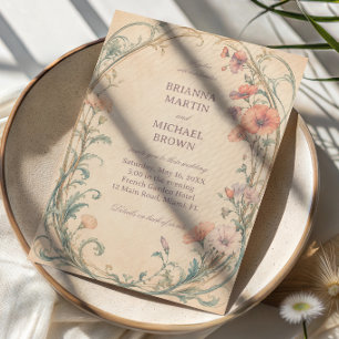 Elegante Vintage-Pastell-Botanik Einladung
