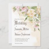 Elegante Vintage Pastellcreme-Blume Hochzeit Einladung (Vorderseite)