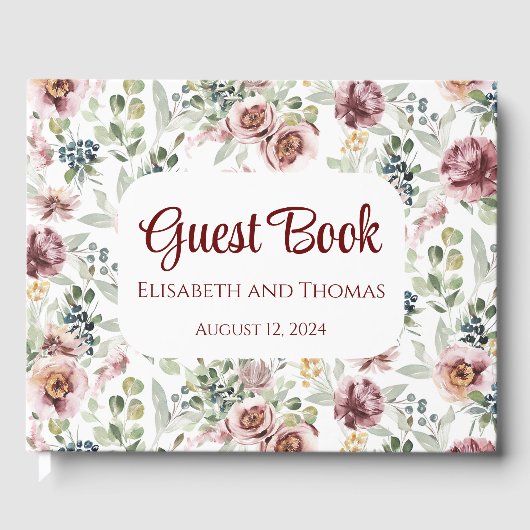 Elegante Vintage Pastellfarben Hochzeitsgast-Buch Gästebuch (Vorderseite)