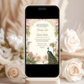 Elegante Vintage Peacock Garden Indian Wedding Einladung