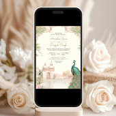 Elegante Vintage Peacock Indian Palace Wedding Einladung