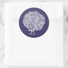 Elegante Vintage Peacock Midnight Blue Wedding Runder Aufkleber