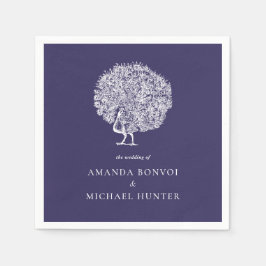 Elegante Vintage Peacock Midnight Blue Wedding Serviette