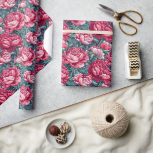 Elegante Vintage Peonies Papier drucken Geschenkpapier