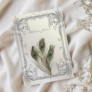 elegante vintage Perlen-Blumen-Pfau-Hochzeit Einladung