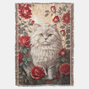 Elegante Vintage Perserkatze mit Rosen Decke