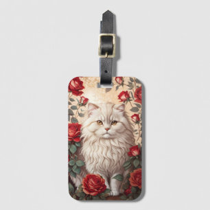 Elegante Vintage persische Katze mit Rose Gepäckanhänger