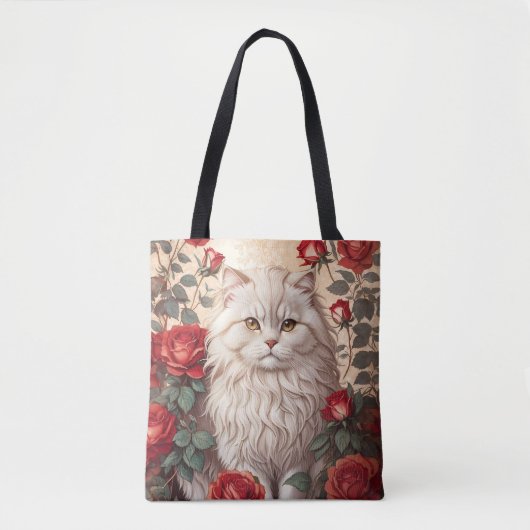 Elegante Vintage persische Katze mit Rose Tasche (Vorderseite)