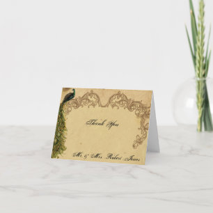 Elegante Vintage Pfau Elegante Hochzeits-Dankeskar Dankeskarte