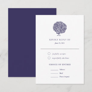 Elegante Vintage Pfauen-Menüwahl Hochzeits-RSVP RSVP Karte