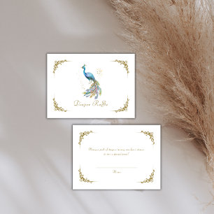 Elegante Vintage-Pfauen-Windel-Raffle-Baby-Shower Begleitkarte