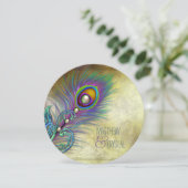 Elegante Vintage Pfauenhochzeit Einladung (Stehend Vorderseite)