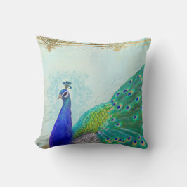 Elegante Vintage Pfauenmalerei Schwanz Feather Art Kissen