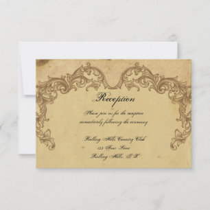 Elegante Vintage Pfauenpfauen Hochzeitsempfehlung Einladung