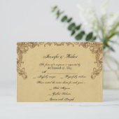 Elegante Vintage Pfauenpfauenkarte RSVP Karte (Stehend Vorderseite)