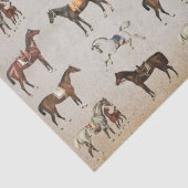 Elegante Vintage Pferde auf Beige Seidenpapier (Detail)