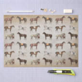 Elegante Vintage Pferde auf Beige Seidenpapier (Handwerk)