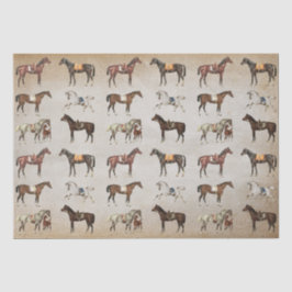 Elegante Vintage Pferde auf Beige Seidenpapier