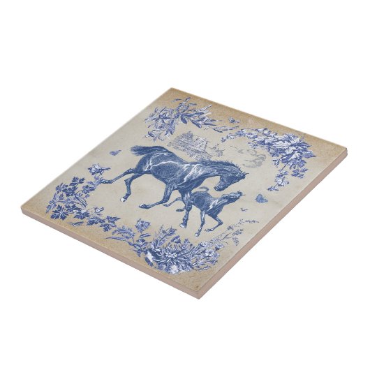 Elegante Vintage Pferde Fliese (Seite)