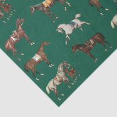 Elegante Vintage Pferde Hunter Green Seidenpapier (Detail)