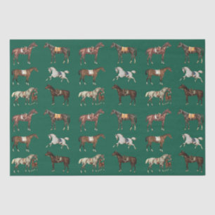 Elegante Vintage Pferde Hunter Green Seidenpapier