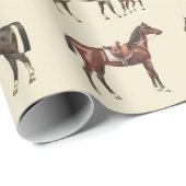 Elegante Vintage Pferde mit Sattelitte Braun Beige Geschenkpapier (Rolleneckpunkt)