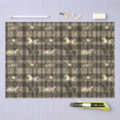 Elegante Vintage Pferde mit Sattelitte Braun Karie Seidenpapier (Handwerk)