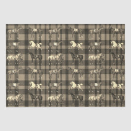 Elegante Vintage Pferde mit Sattelitte Braun Karie Seidenpapier