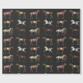 Elegante Vintage Pferde mit Sattelitte Geschenkpapier (Flach)