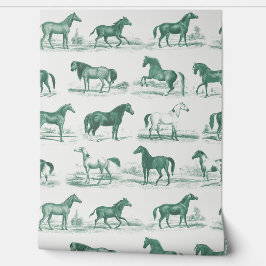 Elegante Vintage Pferdezucht Muster Grün Tapete