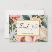 Elegante, Vintage pfirsichfarbene Rose Dankeskarte (Vorderseite)