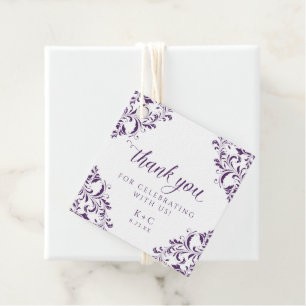 Elegante Vintage Pflaume Lila Hochzeit Geschenkanhänger