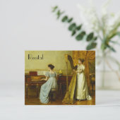 Elegante Vintage Piano Harp Einladung (Stehend Vorderseite)