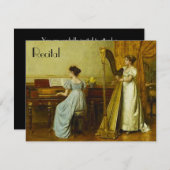 Elegante Vintage Piano Harp Einladung (Vorne/Hinten)