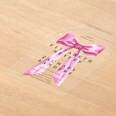 Elegante Vintage Pink Bow Wedding Acryleinladungen (Ablage )