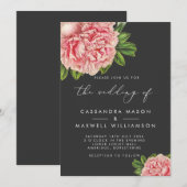 Elegante Vintage Pink Peony Wedding Einladung (Vorne/Hinten)