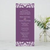 Elegante Vintage Plum Damask Hochzeitseinladungen Einladung (Stehend Vorderseite)