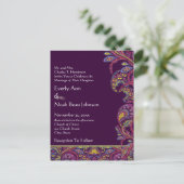 Elegante Vintage Plum Paisley Wedding Einladung (Stehend Vorderseite)