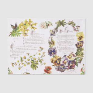 Elegante Vintage Poesie Blume Antiquitätenbuch Seidenpapier