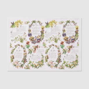 Elegante Vintage Poesie Blume Antiquitätenbuch Seidenpapier