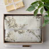 Elegante Vintage Poesie von Blume Beige Seidenpapier (Geschenk)