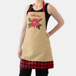 Elegante Vintage Poinsettia Blume Beige Name Schürze