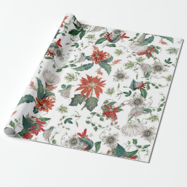 Elegante Vintage Poinsettia Weihnachten Blume Geschenkpapier